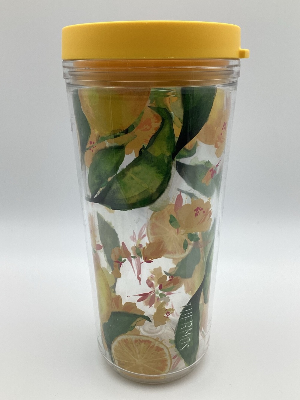 Thermos Clear Plastic 16 Oz. Travel Bottle with Yellow Lemon Accents